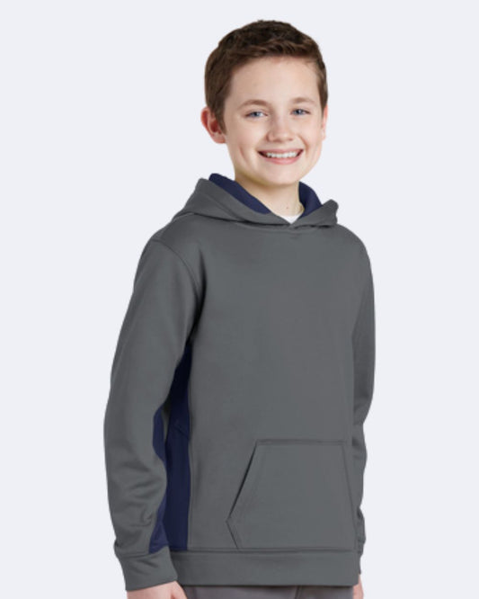 Youth Sport-Wick® Fleece Colorblock Hooded Pullover